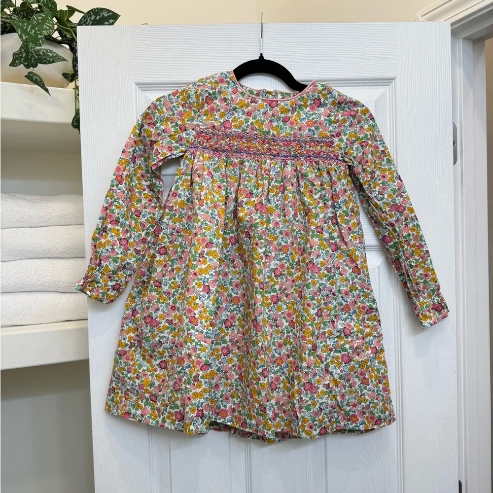 Mini Boden Floral Embroidered Kids Dress - Pink, Yellow, Green Size 7/8